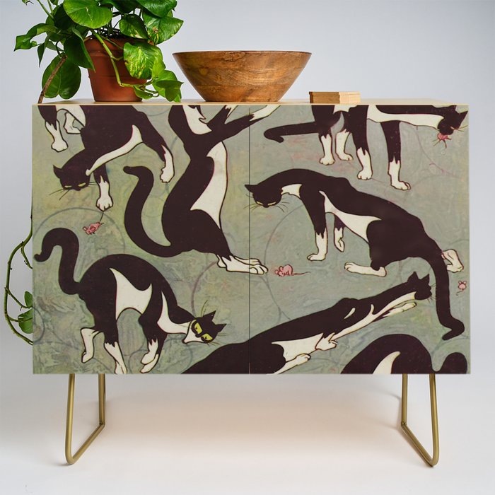 Edited magazine cover - The Lone hand - 1909 Cat Playing With Mouse Vintage Pattern Credenza Gallery Image 1