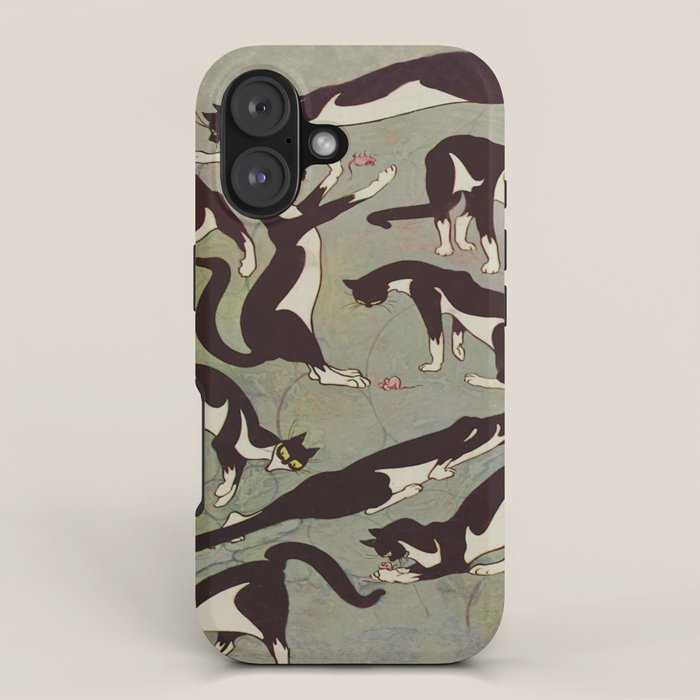 Edited magazine cover - The Lone hand - 1909 Cat Playing With Mouse Vintage Pattern iPhone Case Gallery Image 1