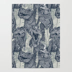 Tyrannosaurus rex indigo Poster Gallery Image 4