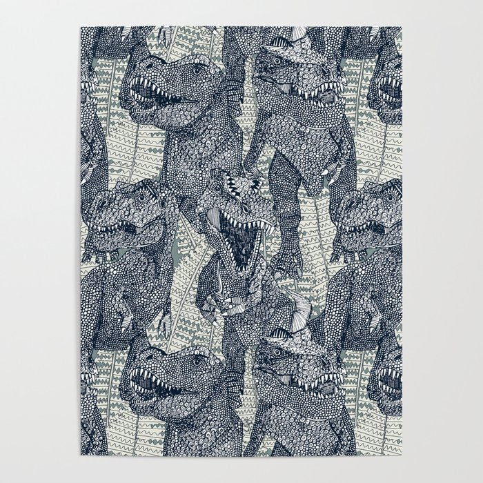 Tyrannosaurus rex indigo Poster Gallery Image 1