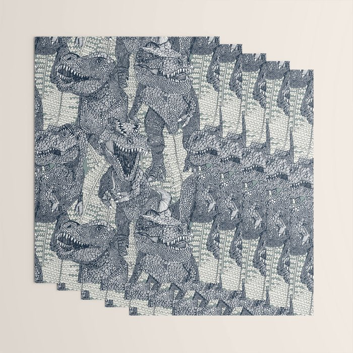 Tyrannosaurus rex indigo Wrapping Paper Gallery Image 3