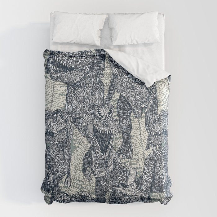 Tyrannosaurus rex indigo Duvet Cover Gallery Image 1