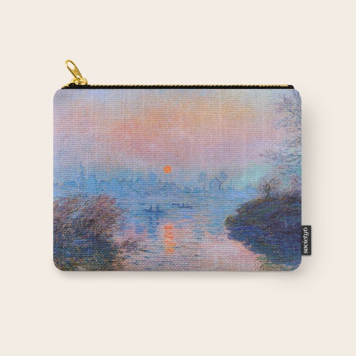 Claude Monet Sunset on the Seine at Lavacourt, Winter (High Res & Color Restored) Carry All Pouch Gallery Image 1