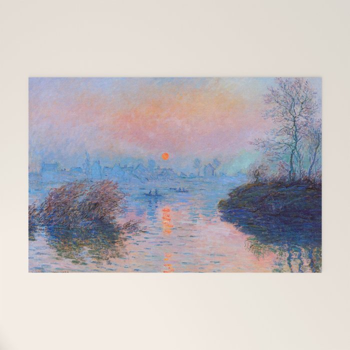 Claude Monet Sunset on the Seine at Lavacourt, Winter (High Res & Color Restored) Welcome Mat Gallery Image 1