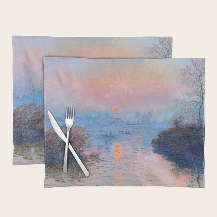 Claude Monet Sunset on the Seine at Lavacourt, Winter (High Res & Color Restored) Placemat Gallery Image 1