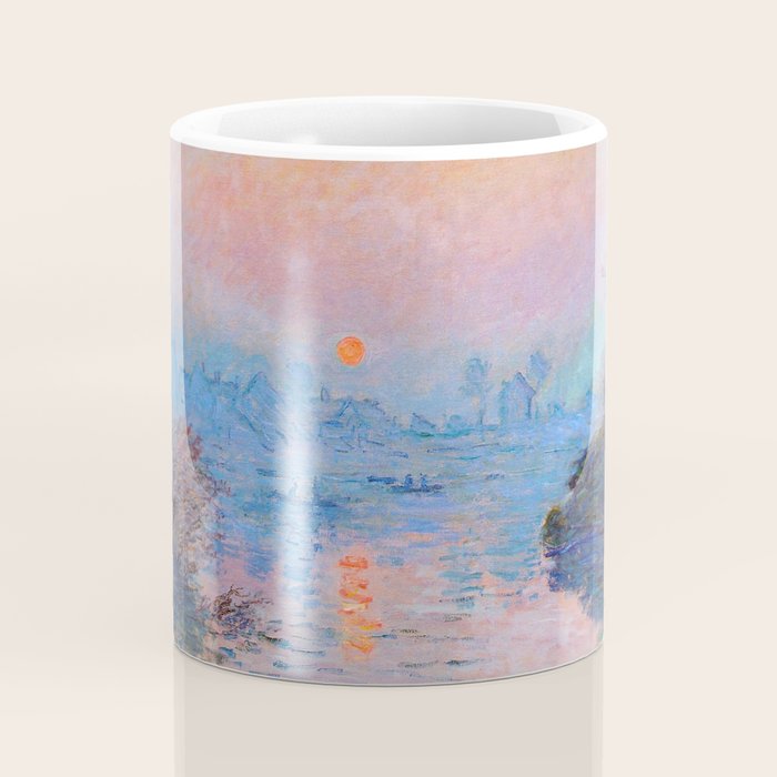 Claude Monet Sunset on the Seine at Lavacourt, Winter (High Res & Color Restored) Coffee Mug Gallery Image 4