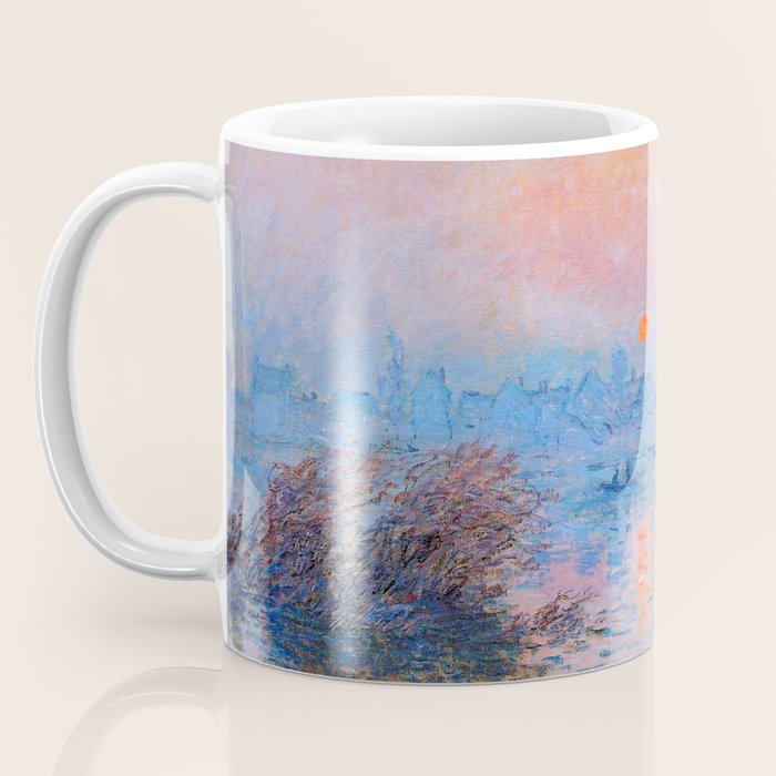 Claude Monet Sunset on the Seine at Lavacourt, Winter (High Res & Color Restored) Coffee Mug Gallery Image 3