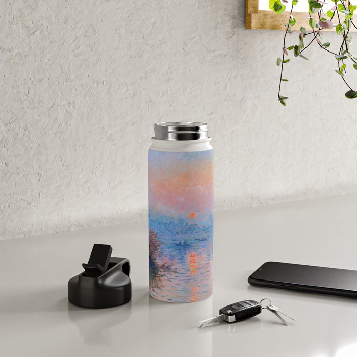 Claude Monet Sunset on the Seine at Lavacourt, Winter (High Res & Color Restored) Water Bottle Gallery Image 4