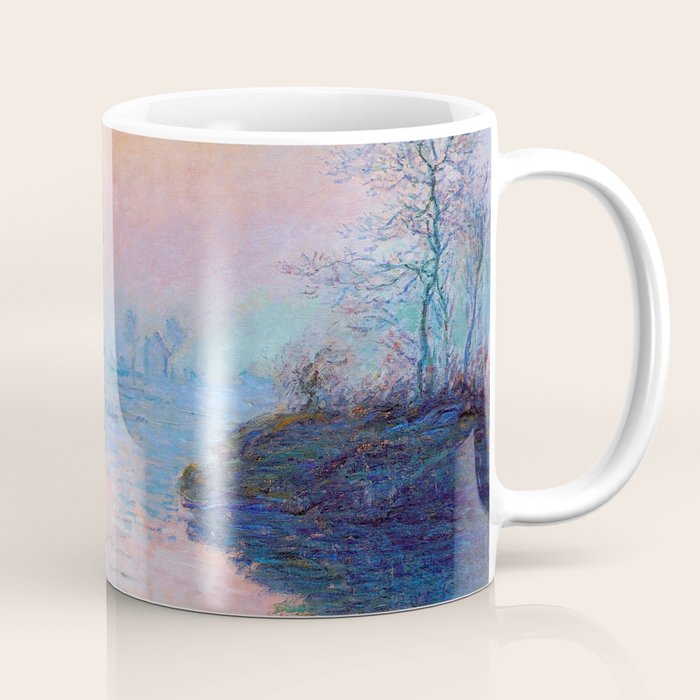 Claude Monet Sunset on the Seine at Lavacourt, Winter (High Res & Color Restored) Coffee Mug Gallery Image 1