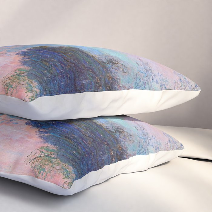 Claude Monet Sunset on the Seine at Lavacourt, Winter (High Res & Color Restored) Pillow Sham Gallery Image 3