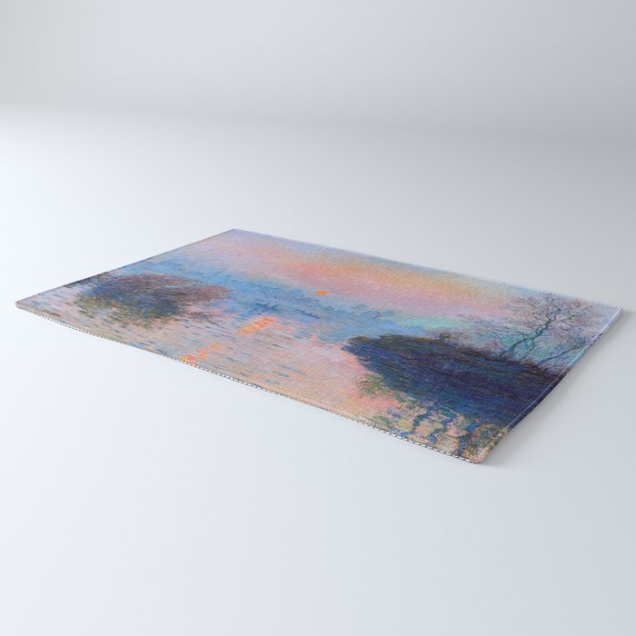 Claude Monet Sunset on the Seine at Lavacourt, Winter (High Res & Color Restored) Rug Gallery Image 3