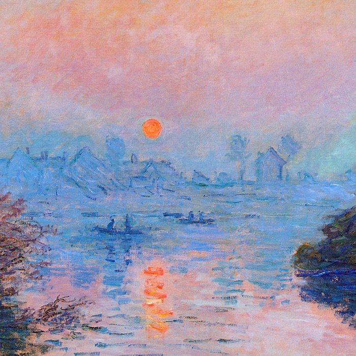 Claude Monet Sunset on the Seine at Lavacourt, Winter (High Res & Color Restored) Coffee Mug Gallery Image 2