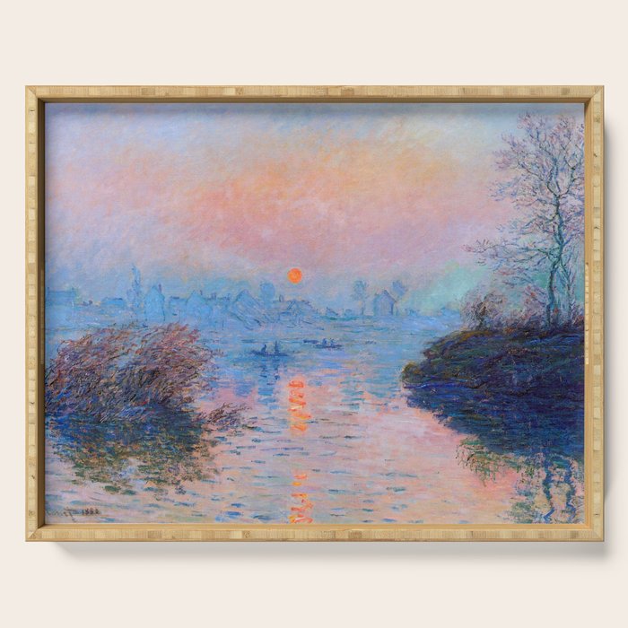 Claude Monet Sunset on the Seine at Lavacourt, Winter (High Res & Color Restored) Serving Tray Gallery Image 1