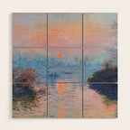 Claude Monet Sunset on the Seine at Lavacourt, Winter (High Res & Color Restored) Wood Wall Art Gallery Image 1