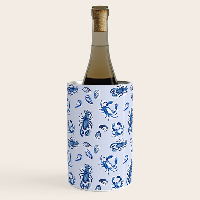 Blue and White Sea Life Wine Chiller Gallery Image 3