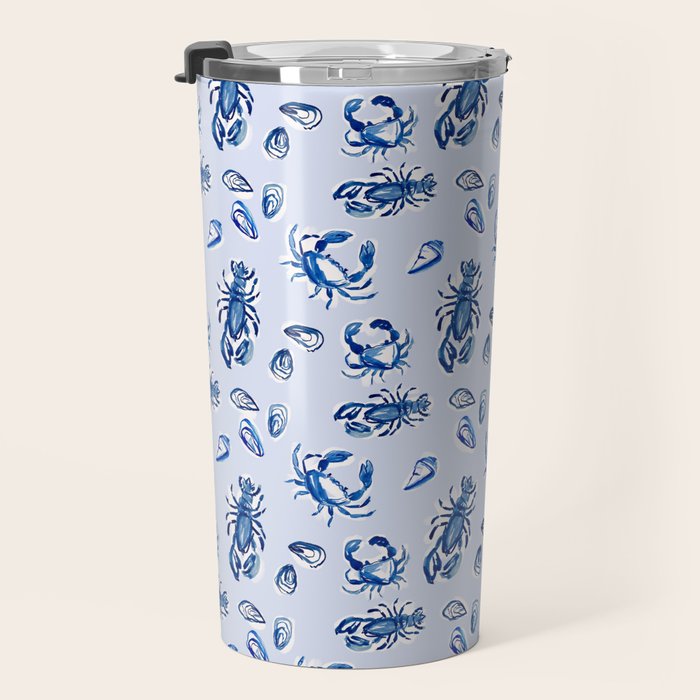 Blue and White Sea Life Travel Mug Gallery Image 3