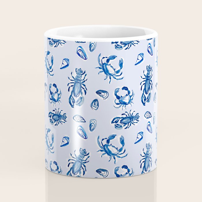 Blue and White Sea Life Coffee Mug Gallery Image 4