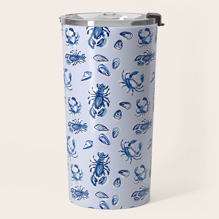 Blue and White Sea Life Travel Mug Gallery Image 2