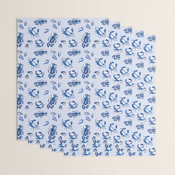 Blue and White Sea Life Wrapping Paper Gallery Image 3