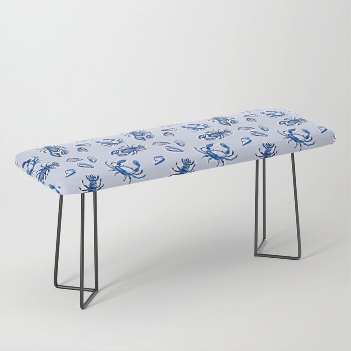 Blue and White Sea Life Bench Gallery Image 1