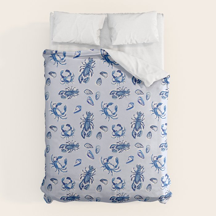 Blue and White Sea Life Duvet Cover Gallery Image 6