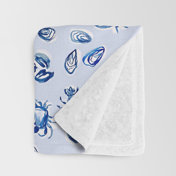 Blue and White Sea Life Throw Blanket Gallery Image 3