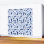 Blue and White Sea Life Wall Mural Gallery Image 2