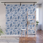 Blue and White Sea Life Wall Mural Gallery Image 1