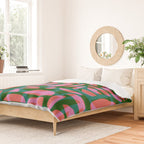 Simple Hand-cut Pattern #5 / Pink & Green Duvet Cover Gallery Image 2