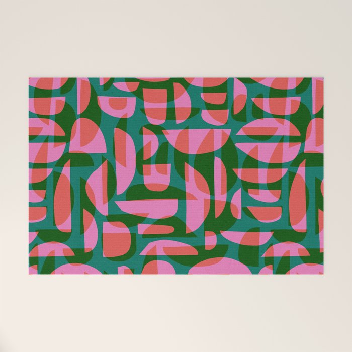 Simple Hand-cut Pattern #5 / Pink & Green Welcome Mat Gallery Image 1