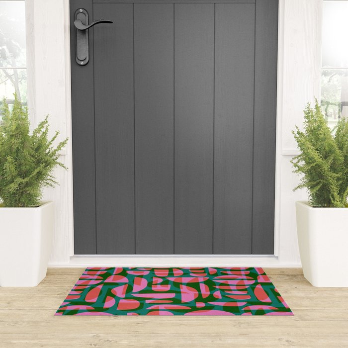 Simple Hand-cut Pattern #5 / Pink & Green Welcome Mat Gallery Image 3