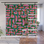 Simple Hand-cut Pattern #5 / Pink & Green Wall Mural Gallery Image 1