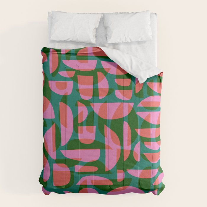 Simple Hand-cut Pattern #5 / Pink & Green Comforter Gallery Image 6