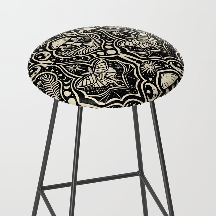 Celestial Forest Damask - black and cream Stool Gallery Image 2