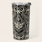 Celestial Forest Damask - black and cream Travel Mug Gallery Image 2