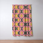 Folk Art Mandala - vintage pink, gold, and avocado green Window Curtain Gallery Image 3