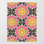 Folk Art Mandala - vintage pink, gold, and avocado green Poster Gallery Image 4