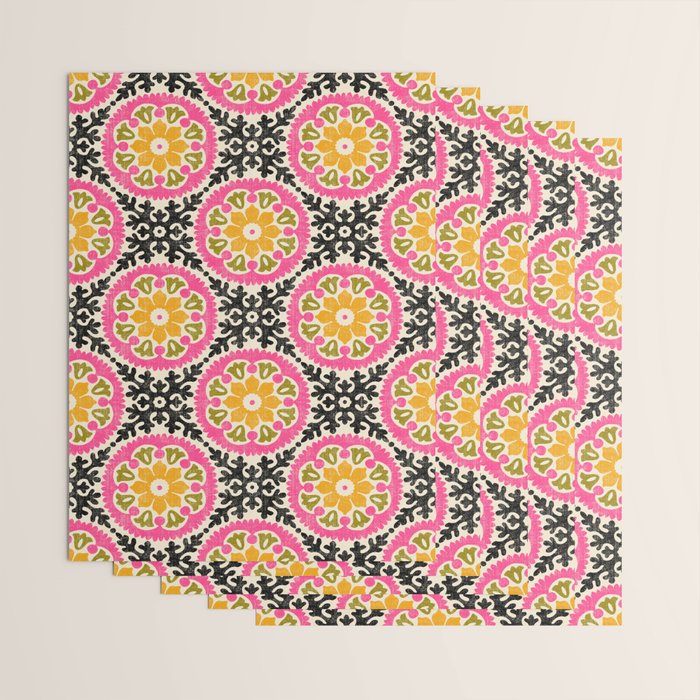 Folk Art Mandala - vintage pink, gold, and avocado green Wrapping Paper Gallery Image 3
