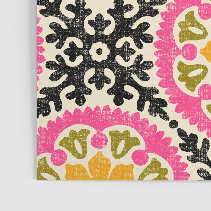 Folk Art Mandala - vintage pink, gold, and avocado green Poster Gallery Image 3