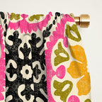 Folk Art Mandala - vintage pink, gold, and avocado green Window Curtain Gallery Image 2