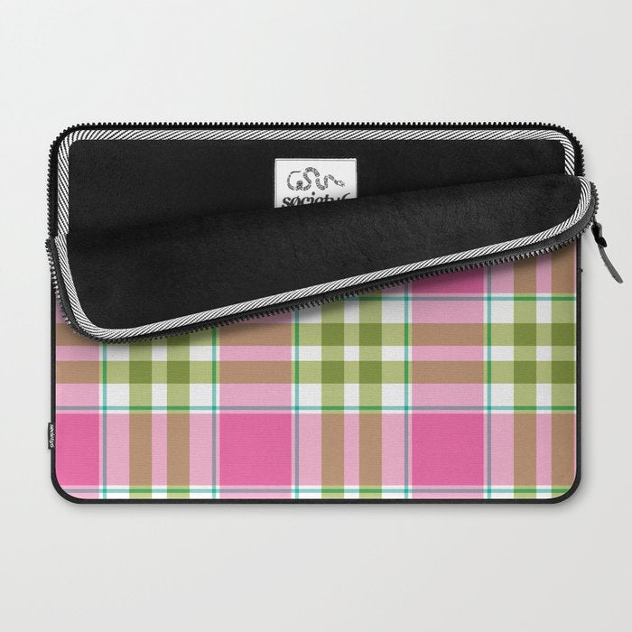 Pink Green Madras Plaid Laptop Sleeve Gallery Image 2