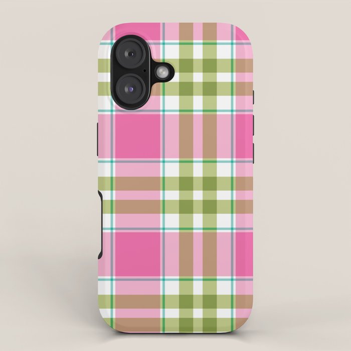Pink Green Madras Plaid iPhone Case Gallery Image 1