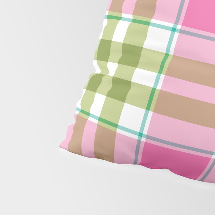 Pink Green Madras Plaid Pillow Sham Gallery Image 4