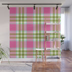 Pink Green Madras Plaid Wall Mural Gallery Image 1
