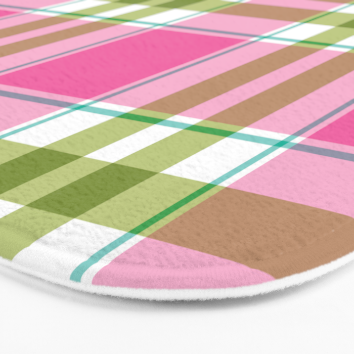 Pink Green Madras Plaid Bath Mat Gallery Image 3