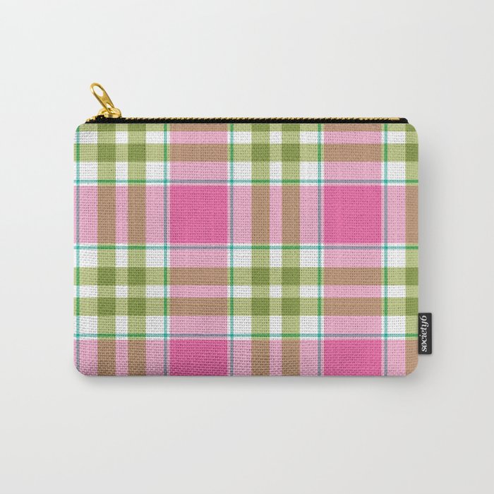 Pink Green Madras Plaid Carry All Pouch Gallery Image 1