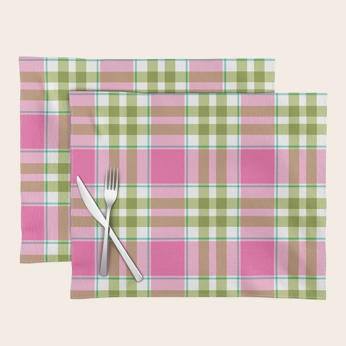 Pink Green Madras Plaid Placemat Gallery Image 1