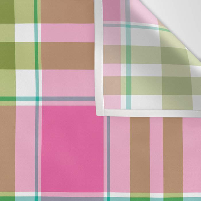 Pink Green Madras Plaid Wall Tapestry Gallery Image 3
