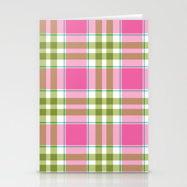 Pink Green Madras Plaid Stationery Card Gallery Image 2