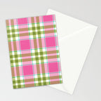 Pink Green Madras Plaid Stationery Card Gallery Image 2